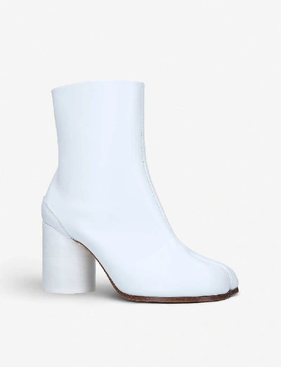 Shop Maison Margiela Tabi Split-toe Leather Ankle Boots In White