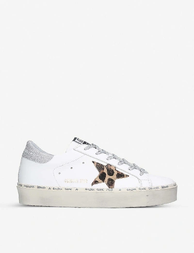 Shop Golden Goose Hi Star M7 Star-embroidered Leather Trainers In White/oth