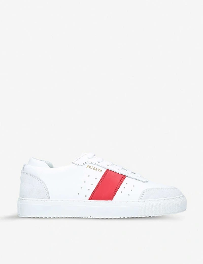 Shop Axel Arigato Dunk Suede-trimmed Leather Trainers In White/red