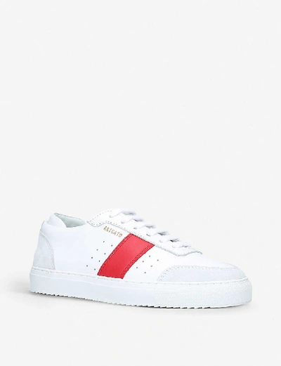 Shop Axel Arigato Dunk Suede-trimmed Leather Trainers In White/red