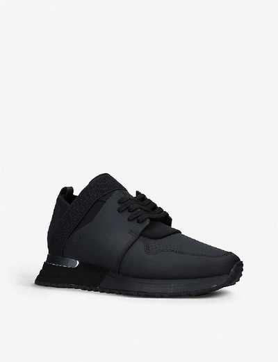 Shop Mallet Elast 2.0 Leather And Stretch-knit Trainers In Black