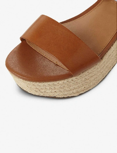 Shop Steve Madden Busy Sm Leather And Jute Platform Sandals In Tan-leather
