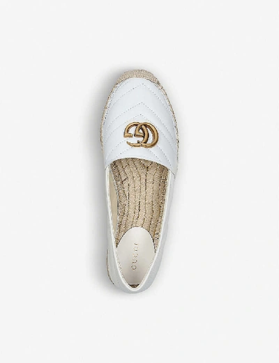 Shop Gucci Pilar Quilted Leather Flatform Espadrilles In White