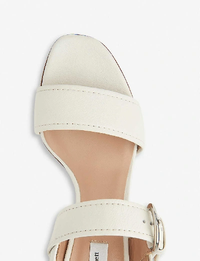 Shop Lk Bennett Natalie Heeled Leather Sandals In Whi-off+white