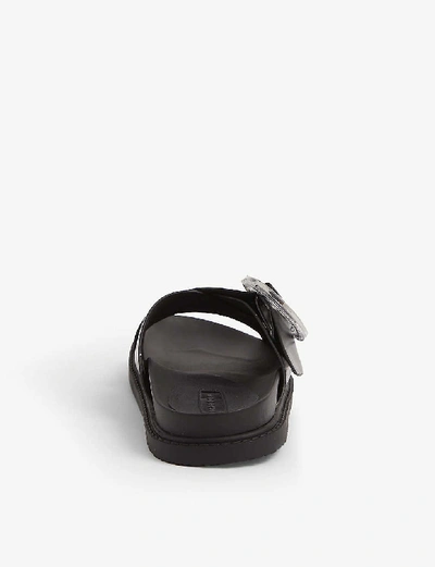 Shop Topshop Pedro Leather Slider Sandals In Black