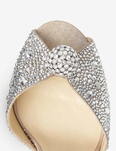 Jimmy Choo Sacora Peep-toe Crystal-embellished Leather Sandals In Nude/crystal