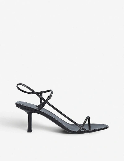 Shop The Row Nude Strappy Leather Heeled Sandals In Black