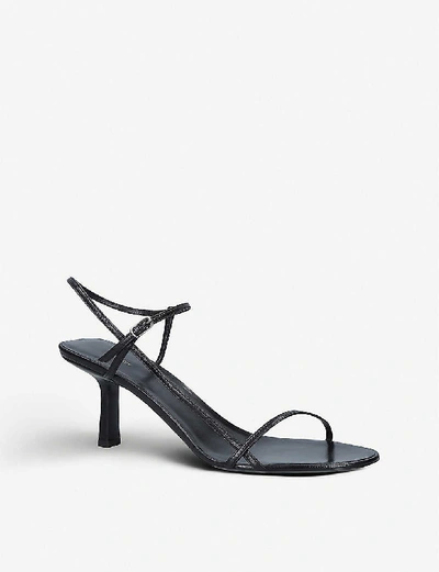 Shop The Row Nude Strappy Leather Heeled Sandals In Black
