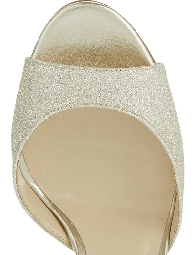 Shop Jimmy Choo Womens Platinum Ice Annie 85 Glitter Heeled Sandals 1