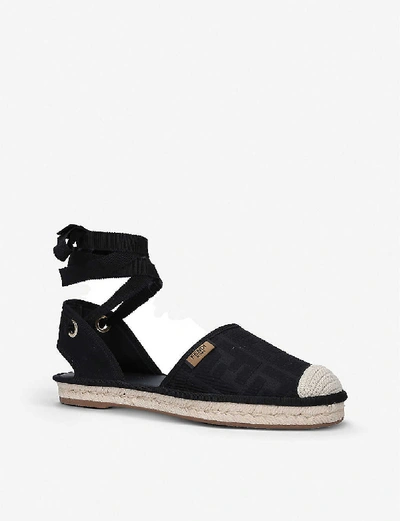 Shop Fendi Roma Lace-up Canvas Espadrille Sandals