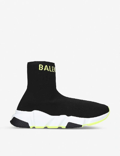 Shop Balenciaga Speed Knitted High-top Trainers In Yellow