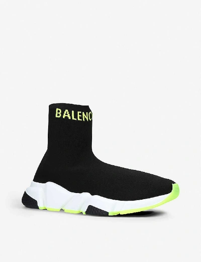 Shop Balenciaga Speed Knitted High-top Trainers In Yellow