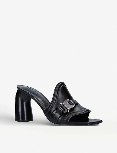 Shop Alyx Buckle-embellished Leather Mules In Black