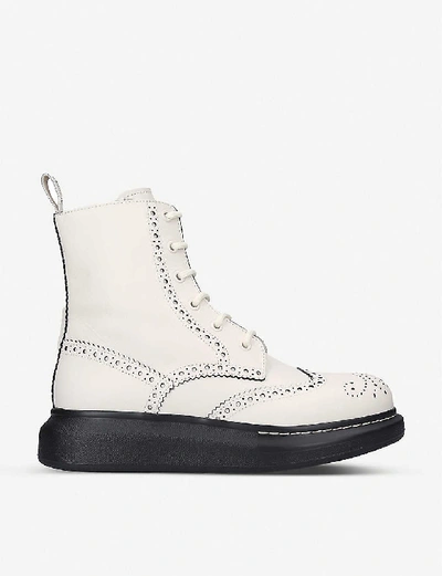 Shop Alexander Mcqueen Hybrid Leather Ankle Boots