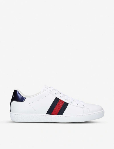 Shop Gucci New Ace Leather Trainers In Blue Other