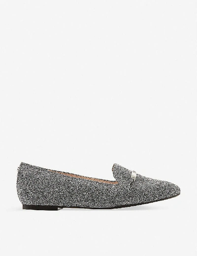 Shop Dune Graced Saddle-trim Leather Loafers In Pewter-synthetic