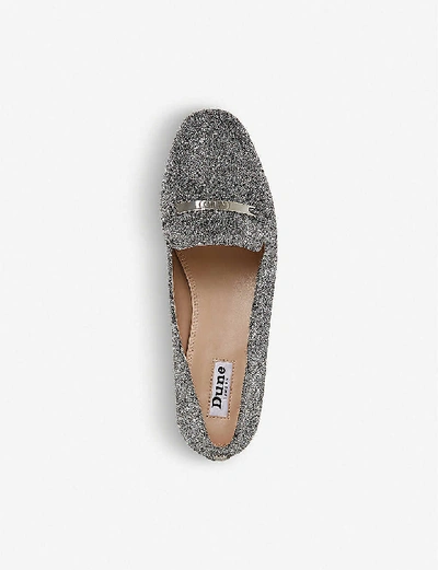 Shop Dune Graced Saddle-trim Leather Loafers In Pewter-synthetic