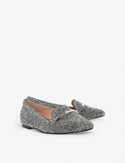 Shop Dune Graced Saddle-trim Leather Loafers In Pewter-synthetic