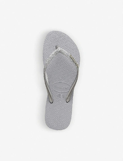 Shop Havaianas Slim Glittered Flip Flops In Slim+glitter+steel+g