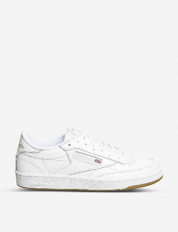 reebok white club c 85 perforated leather court trainer