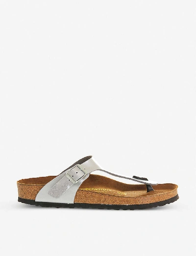 Shop Birkenstock Womens Silver Syn Faux-leather Thong Sandals 4