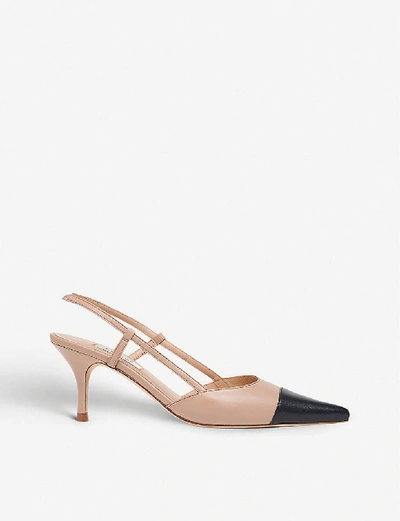 Shop Lk Bennett Hally Colour-blocked Leather Courts In Bei-trench/black