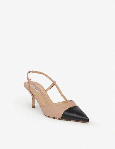 Shop Lk Bennett Hally Colour-blocked Leather Courts In Bei-trench/black