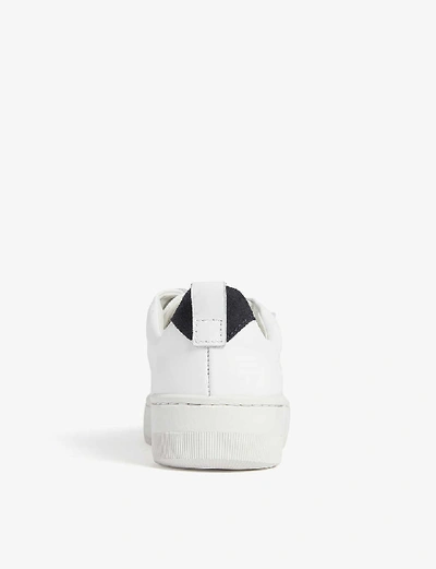 Shop Sandro Contrast-trim Leather Trainers In White