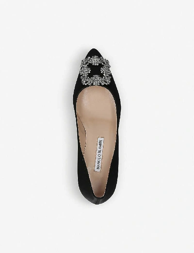 Manolo Blahnik Hangisi 90 Black Satin Pumps In Black