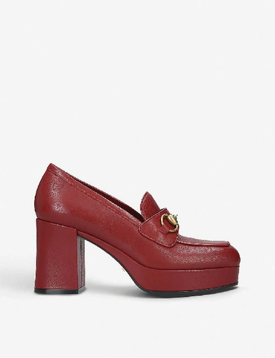 Shop Gucci Houdan Leather Platform Loafers In Red