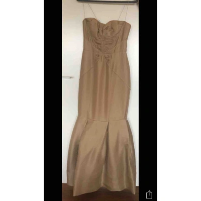 Pre-owned J Mendel Silk Maxi Dress In Beige