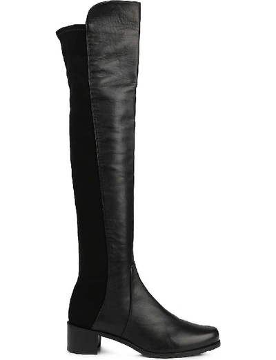 Stuart Weitzman Keelan City Microstretch And Leather Knee Boots In Black