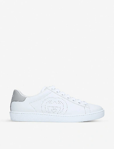 Shop Gucci Womens White Women's New Ace Embroidered Leather Trainers