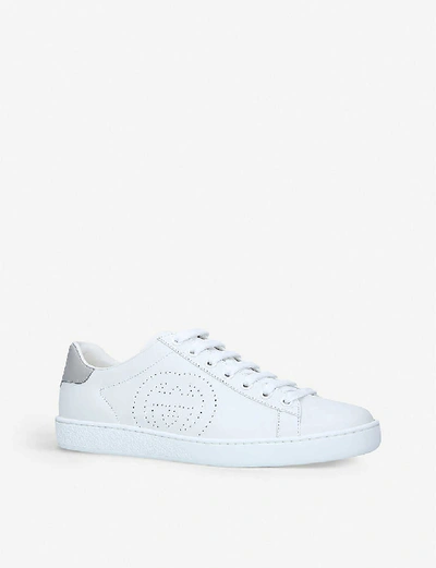 Shop Gucci Womens White Women's New Ace Embroidered Leather Trainers