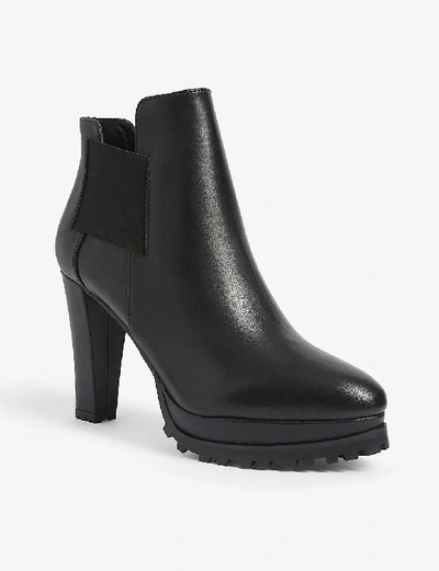 Shop Allsaints Sarris Platform Heeled Leather Boots In Black