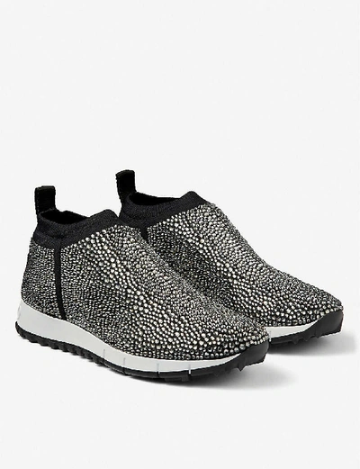 Shop Jimmy Choo Norway Embellished Knitted Trainers