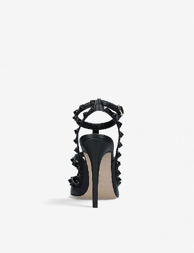 Shop Valentino Rockstud 100 Leather Courts In Black