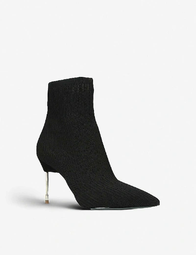 Shop Kurt Geiger Womens Black Barbican Heeled Sock Boots 7