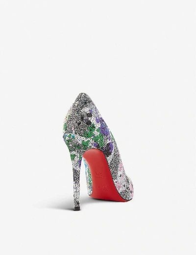 Shop Christian Louboutin Pigalle Follies 100 Glitter Mini In Silver-multi/sv