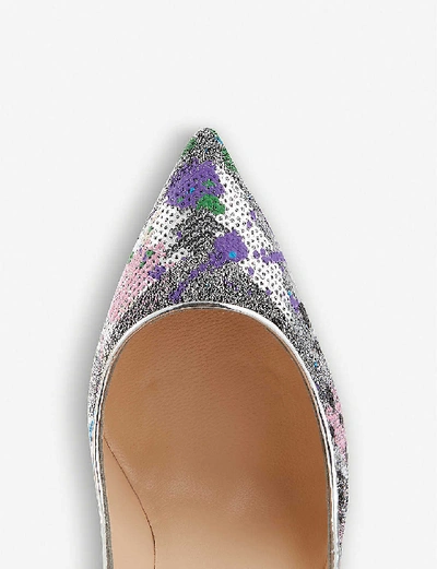 Shop Christian Louboutin Pigalle Follies 100 Glitter Mini In Silver-multi/sv