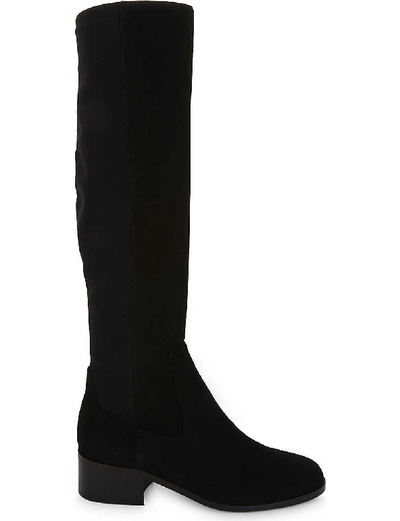 Shop Lk Bennett Womens Bla-black Bella Stretch Suede Knee Boots