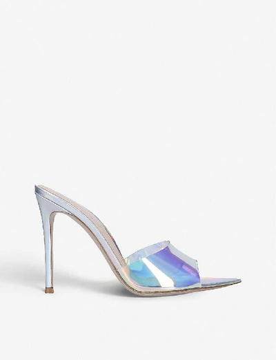 Shop Gianvito Rossi Elle 105 Leather And Pvc Mules In Silver