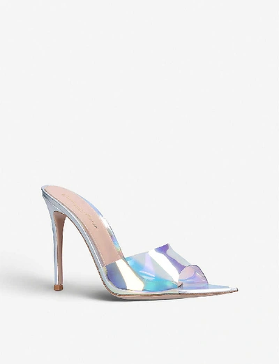 Shop Gianvito Rossi Elle 105 Leather And Pvc Mules In Silver