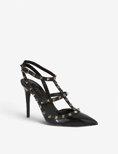 Shop Valentino Rockstud 100 Patent-leather Courts In Black