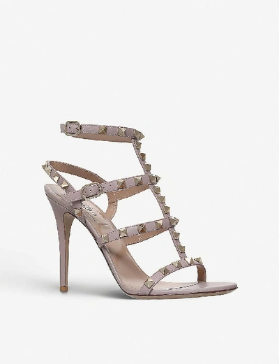 Shop Valentino Rockstud Studded Leather Sandals In Nude