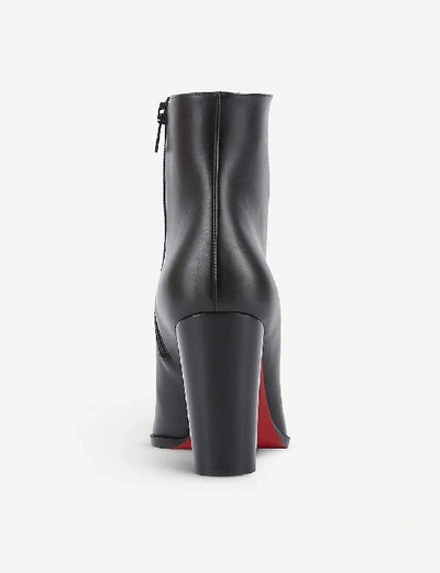 Christian Louboutin, Shoes, Louboutin Adox 85 Black Leather Ankle Heeled Red  Bottom Booties 385