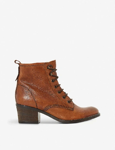 Shop Dune Patsie Heeled Leather Ankle Boots In Tan-leather