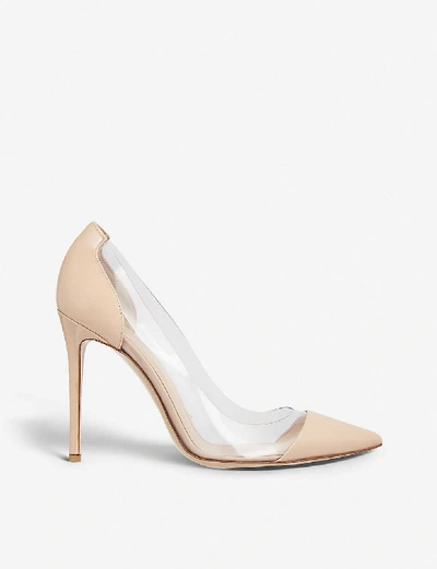 Shop Gianvito Rossi Plexi 105 Patent-leather Courts In Nude (nude)