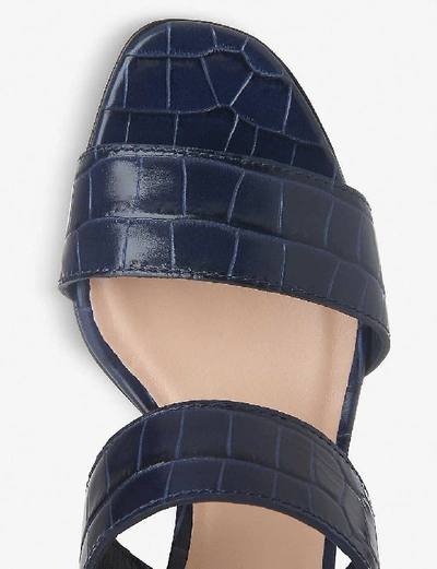 Shop Lk Bennett Rhiannon Crocodile-embossed Leather Heeled Sandals In Blu-navy
