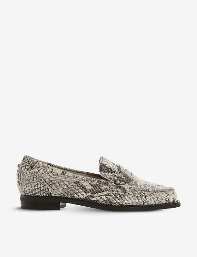 Shop Dune Grady Snake-embossed Leather Loafers In Natural-rept+printleathe